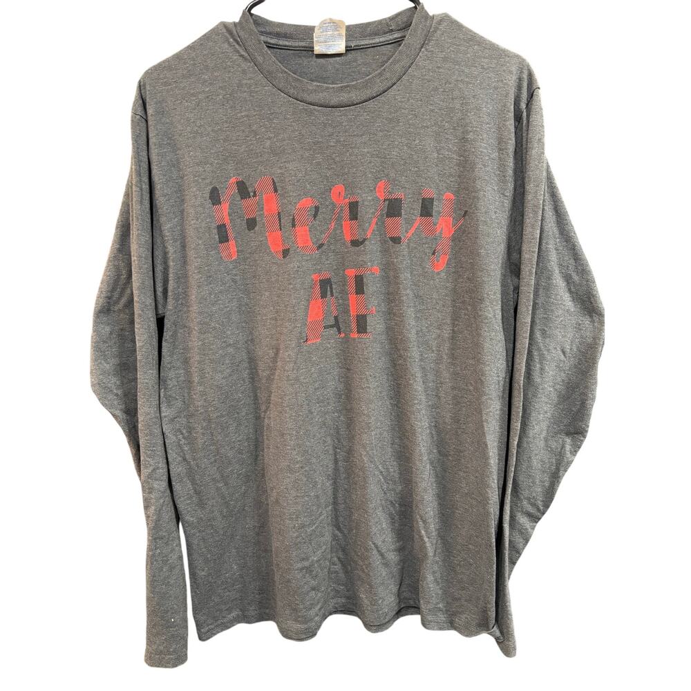 "Merry AF" Christmas Sweatshirt - Port & Company - M